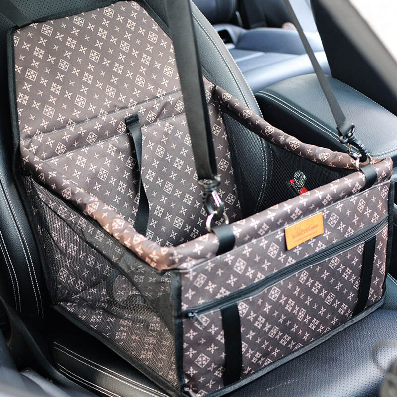 Bolsa de viaje para mascotas, accesorio para el asiento del coche, grosor doble, plegable, de malla, con alfombra impermeable, manta de seguridad, formato de bolsa transportable, para perros