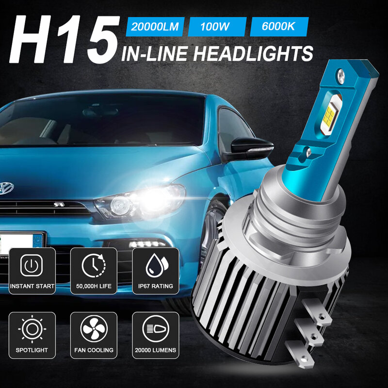 2x 20000LM H15 LED Canbus Car Headlight For VW Golf 6 7 Jetta Tiguan GTI Audi A3 A5 A6 Q7 Mazda 3 6 GJ Cx5 Mercedes CLA GLA GLK