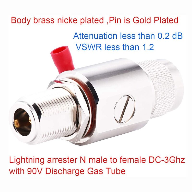 Prendedor n masculino ao anteparo fêmea 50 ohm 0-3ghz com o prendedor coaxial de wifi do tubo de gás de 90v (prendedor n masculino à fêmea)