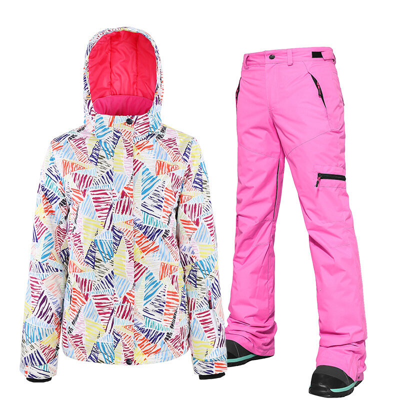 SEARIPE-Conjunto de traje de esquí para mujer, ropa térmica, cortavientos impermeable, ropa cálida de invierno, chaquetas, pantalones, abrigos de Snowboard, Pantalones