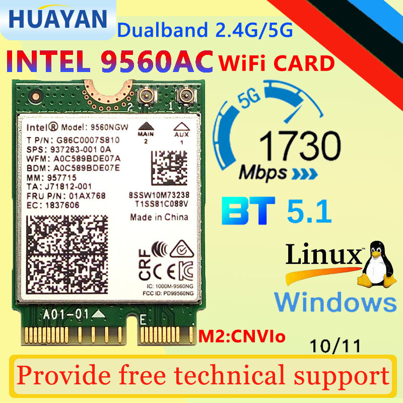 Slot para cartão Wi-Fi Tri Band, Intel AX210, AC9260, AX200, 802.11AX, AX210NGW, 5374Mbps, 8265 8260 7265 7260 3168 3165 3160 M 2.