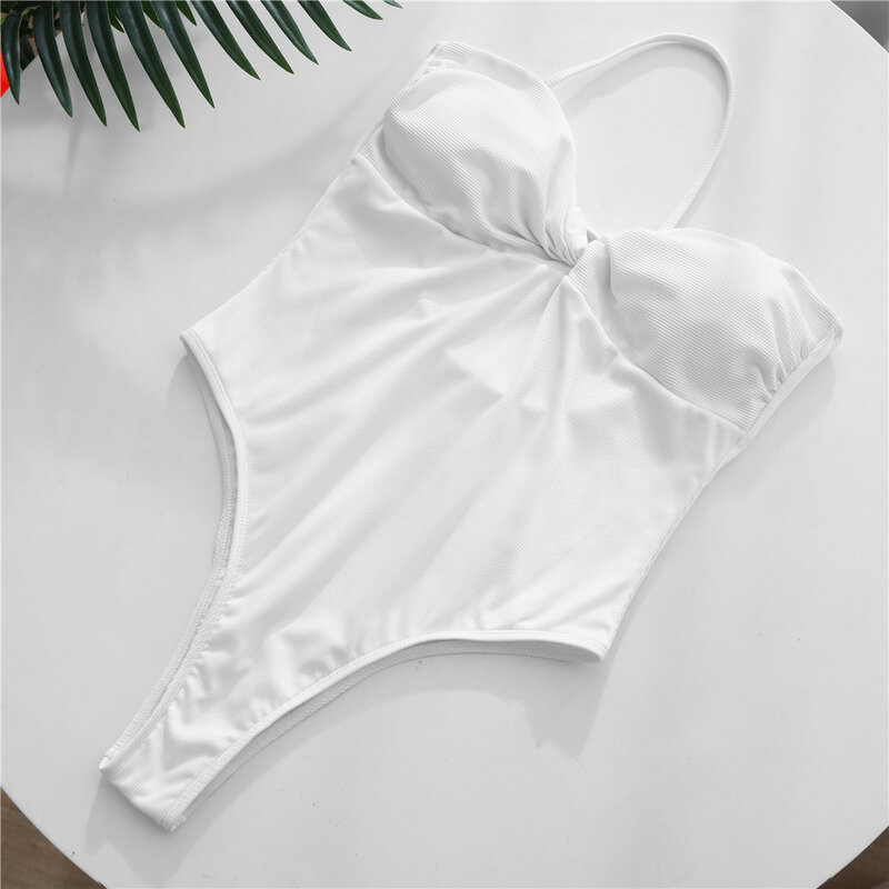 Sexy One Shoulder Swimwear solid Women Push Up Padded One Piece Swimsuit  Bathers Bathing Suit Backless Swimming Suit Monokini