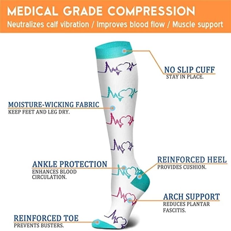 ถุงเท้าการบีบอัดสตรีเข่าถุงน่องสูง20-30 Mmhg ถุงเท้าการบีบอัด Fit สำหรับทางการแพทย์บวมโรคเบาหวาน...