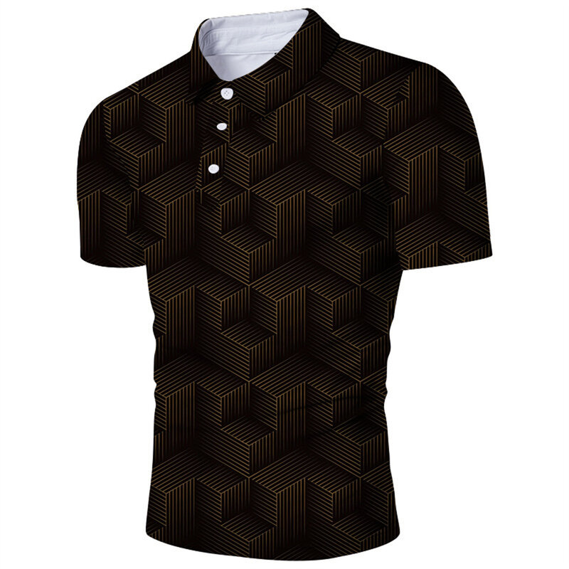 최신 남성 폴로 셔츠, 3D 디지털 인쇄 옷깃 반팔 티셔츠