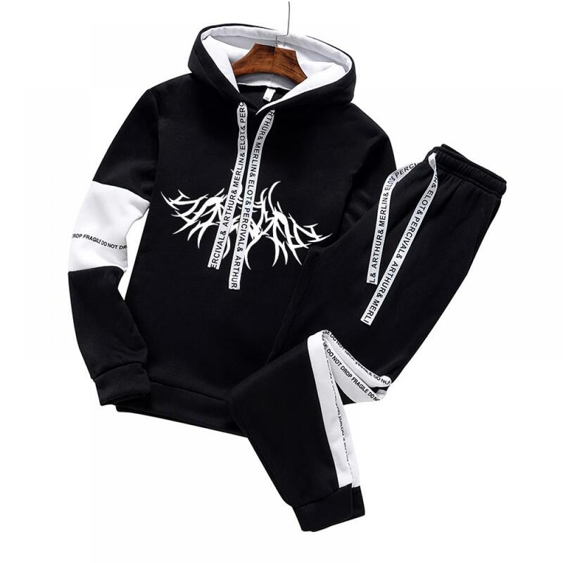 Conjunto moletom moletom dos homens hoodies + moletom 2 peça conjunto roupas jogger inferior terno masculino pulôver inverno streetwear