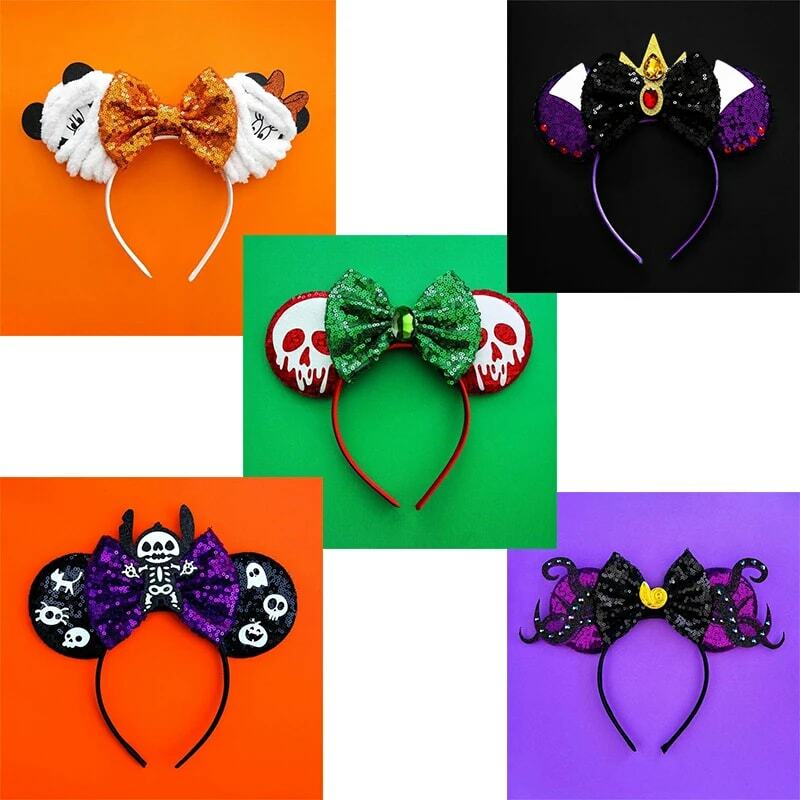 Halloween New Mouse Ears Headband Girls Festival Sequins Bow For Women Party Cosplay Hairband Gift Kids Adult Hair Accessories