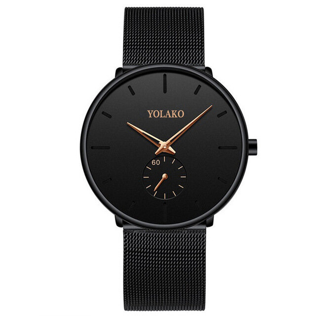 Relógio de quartzo com cinto de malha ultrafino masculino, impermeável, relógio simples, marca de moda, esporte, novo