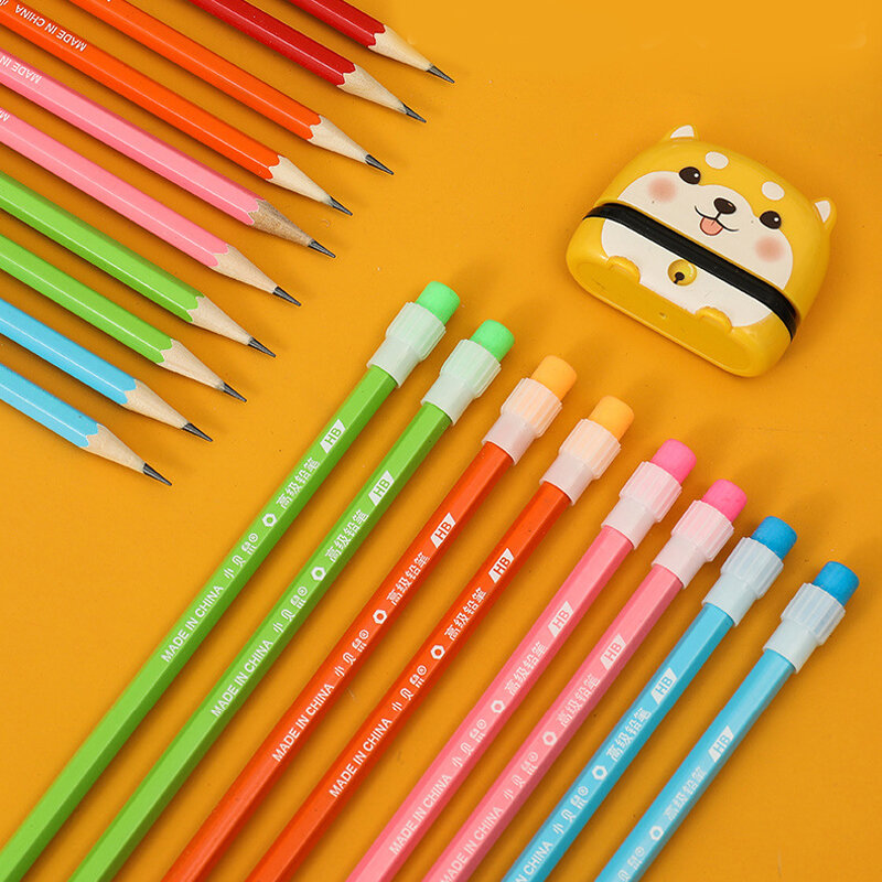 10 шт./лот карандаш для скетчей, деревянные свинцовые карандаши HB, карандаш с ластиком для детей, подарок, карандаш для рисования, школьные пи...