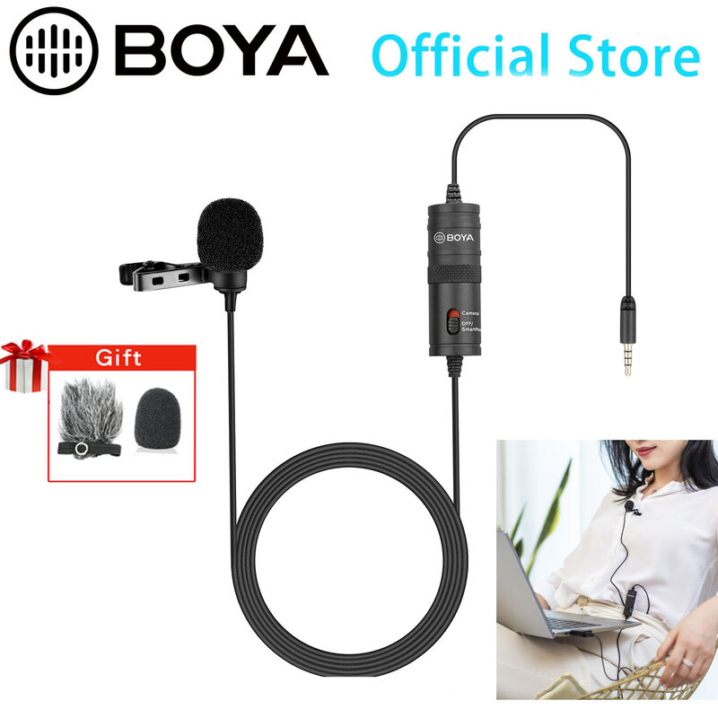 BOYA-プロフェッショナルコンデンサーマイク,6m,BY-M1 mm,ラベリアラペル付き,PC,iPhone,Android,スラッシュカメラ,YouTubeストリーミング用,3.5