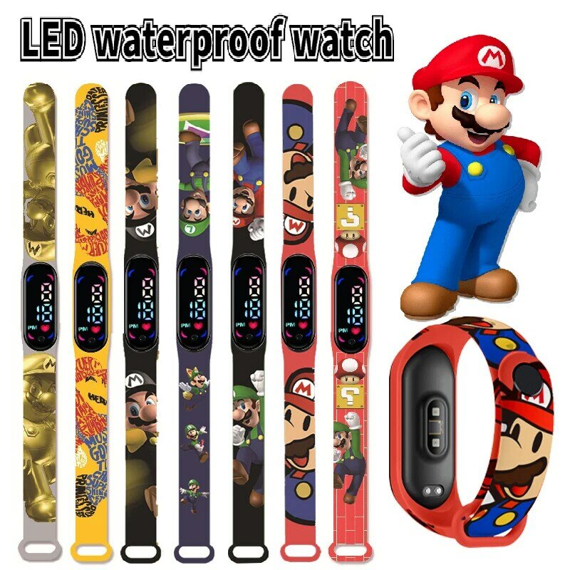 Montre Super Mario Xiaomi Luigi pour enfants, Bracelet lumineux de sport, étanche, avec personnage de dessin animé, LED tactile, cadeaux