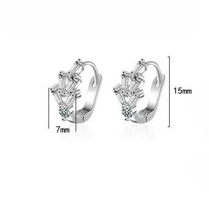 Fine Irregular Geometric Design Clear Zircon Earrings For Women Classic Luxury 925 Sterling Silver Fashion Jewelry
