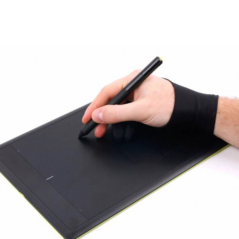 M ขนาดศิลปินวาดถุงมือสำหรับแท็บเล็ตรูปวาดกราฟิกสีดำ2นิ้ว Anti-Fouling ทั้งขวาและซ้ายมือสีดำ