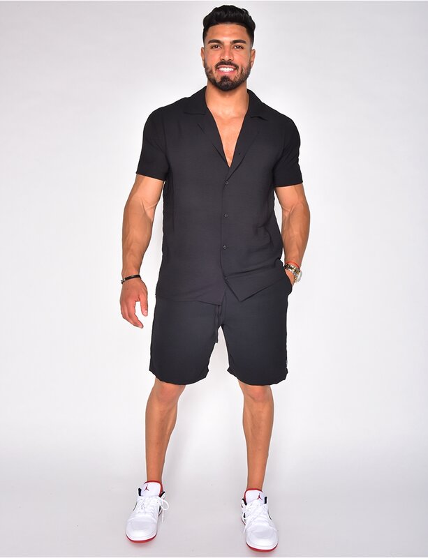 أزياء الرجال بلون قميص مجموعة 2 قطعة دعوى عارضة رياضية الأعمال وتتسابق الصيف قصيرة الأكمام
