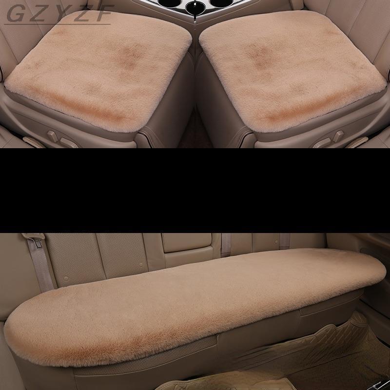 Inverno de pelúcia pele de coelho almofada de assento de carro inverno calor lã grossa uma peça almofada quadrada para o motorista principal ou co-piloto