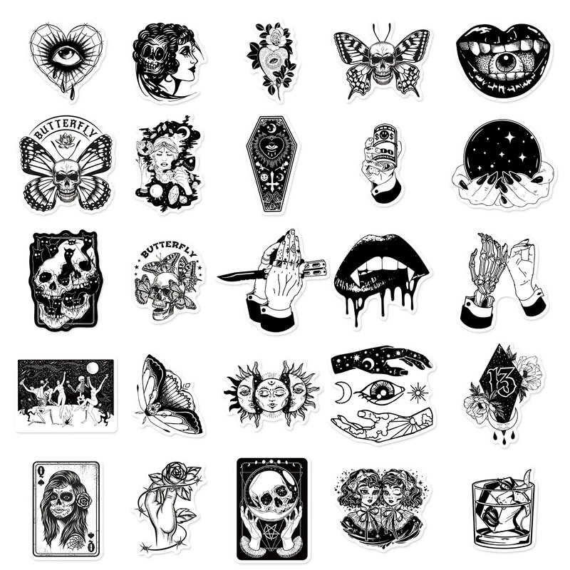 10/30/50Pcs Gothic Witch Terror Waterproof Decorative Sticker Kids Toy Luggage Cup Laptop Phone Skateboard Scrapbook Aesthetic