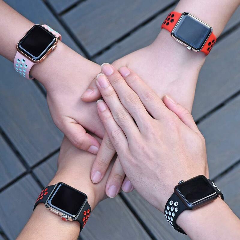 Bracelet en silicone pour Apple Watch, Ultra Band, 44mm, 45mm, 49mm, 41mm, 40mm, 42mm, 38mm, Bracelet iWatch Series 7, 3, 4, 5, 6, SE, 8 Band