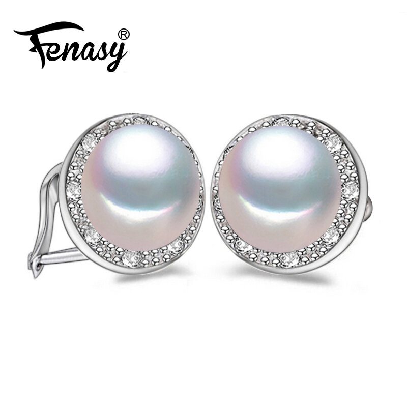 Fenasy natürliche Süßwasser perlen ohrringe für Damen Modeschmuck koreanischen Stil klassische 925 Sterling Silber Ohr stecker