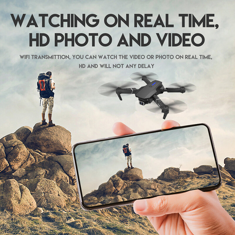Drone avec double caméra grand Angle HD 4K, quadricoptère pliable, tenue en hauteur, jouet UAV pour débutant, photographie aérienne, Sg906 Pro, E88-Pro