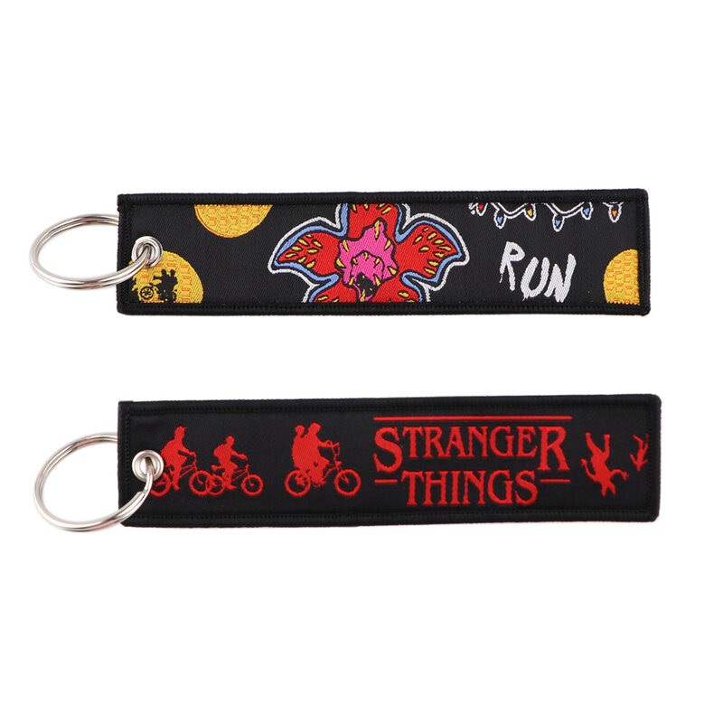 Stranger Things Hellfire Club Embroidered Keychain Key Fobs Key Tag Motorcycles Cars Backpack Chaveiro Keychain Key Ring Gifts