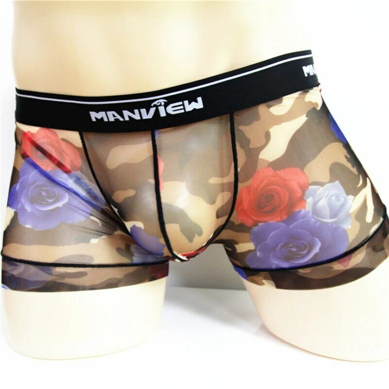 New Coolflex Floral Sexy Men traspirante Boxer Lingerie Rose Fashion Light Underwear