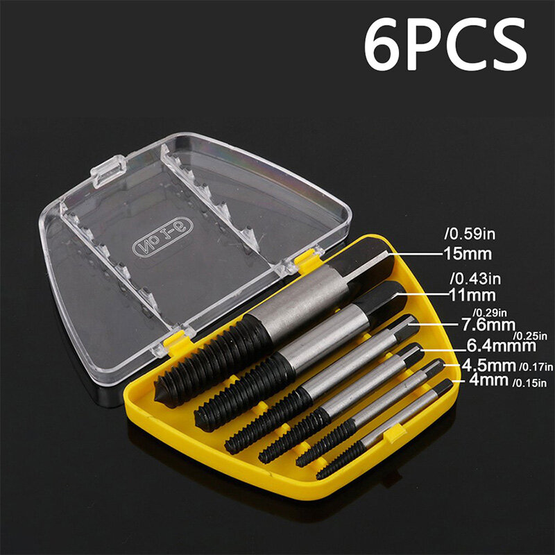 5/6Pcs/set Broken Screw Remover Extractor Speed Out Damaged Screw Extractor Drill Bit Guide Set Broken Bolt Remover Easy Out Set