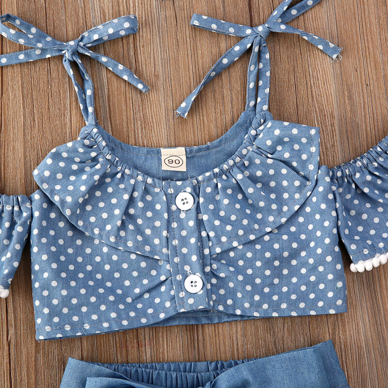 3pcs Baby Girl Suit Toddler Girls Clothes Shirt Shorts Skirt Denim Jeans Fashion Design Beach Kids Clothing Children Outfits