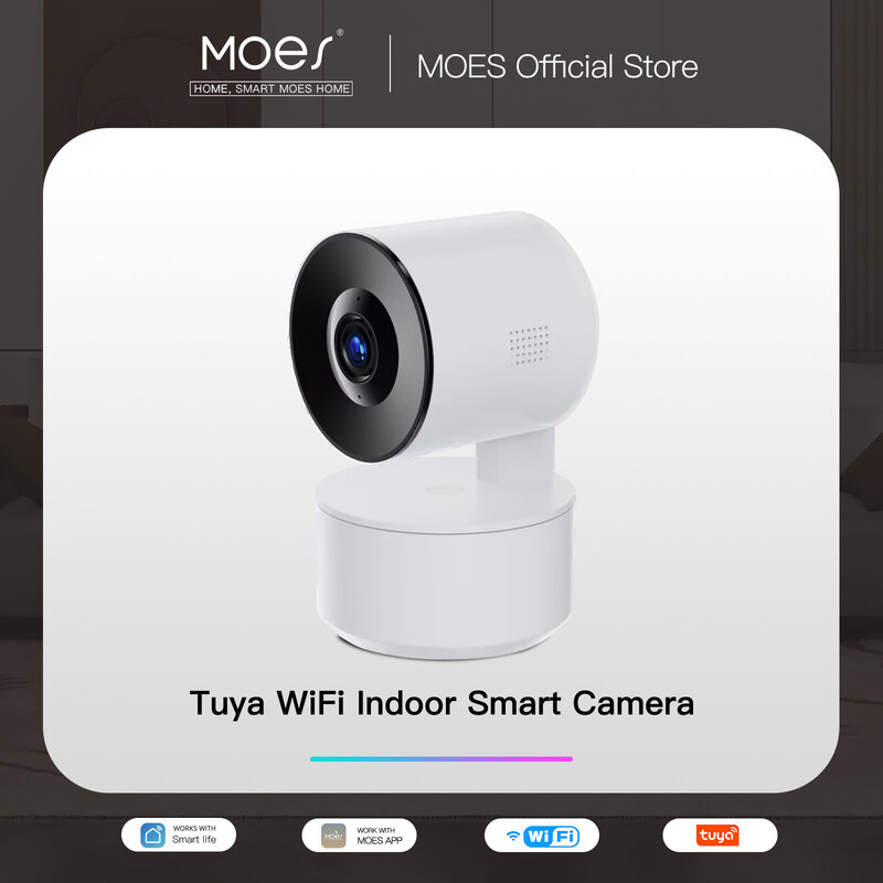 Moes Tuya PTZ กล้อง IP Wi-Fi อัจฉริยะ, กล้องติดตามอัตโนมัติ1080P ไร้สายกล้องวงจรปิด AI ตรวจจับมนุษย์ควบคุมระย...