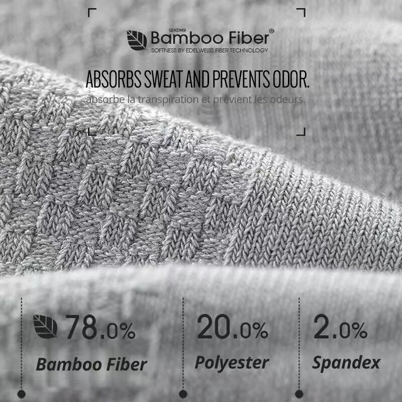 5pairs/LotMen's Socks Bamboo Fiber Socks Compression Stockings Men's Solid Color Business Breathable Men's Socks Large Size EU45