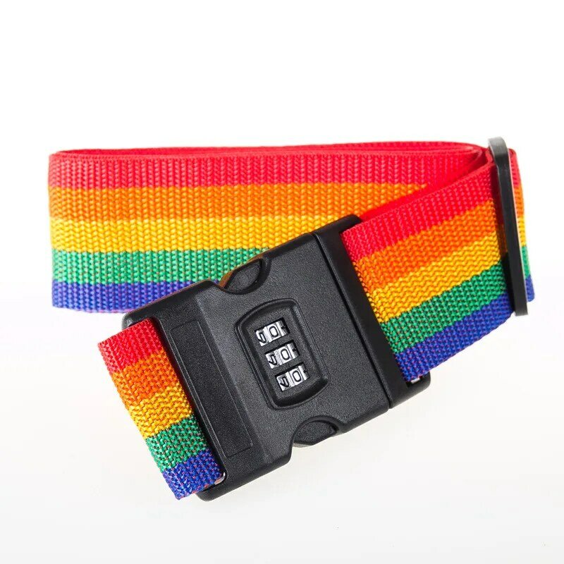 High Quality 2M Rainbow Password Lock Packing Luggage Bag with Luggage Strap 3 Digits Password Lock Buckle Strap Baggage Belts