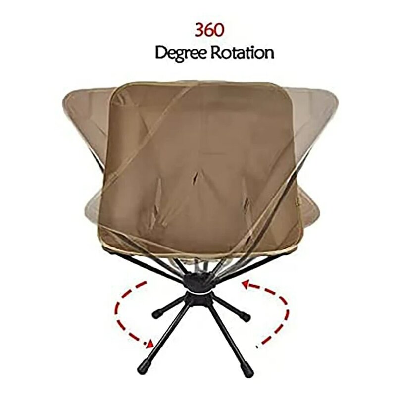 Nova cadeira de acampamento portátil compacto dobrável cadeira 360 giratória com saco transporte para acampamento ao ar livre viagem praia piquenique