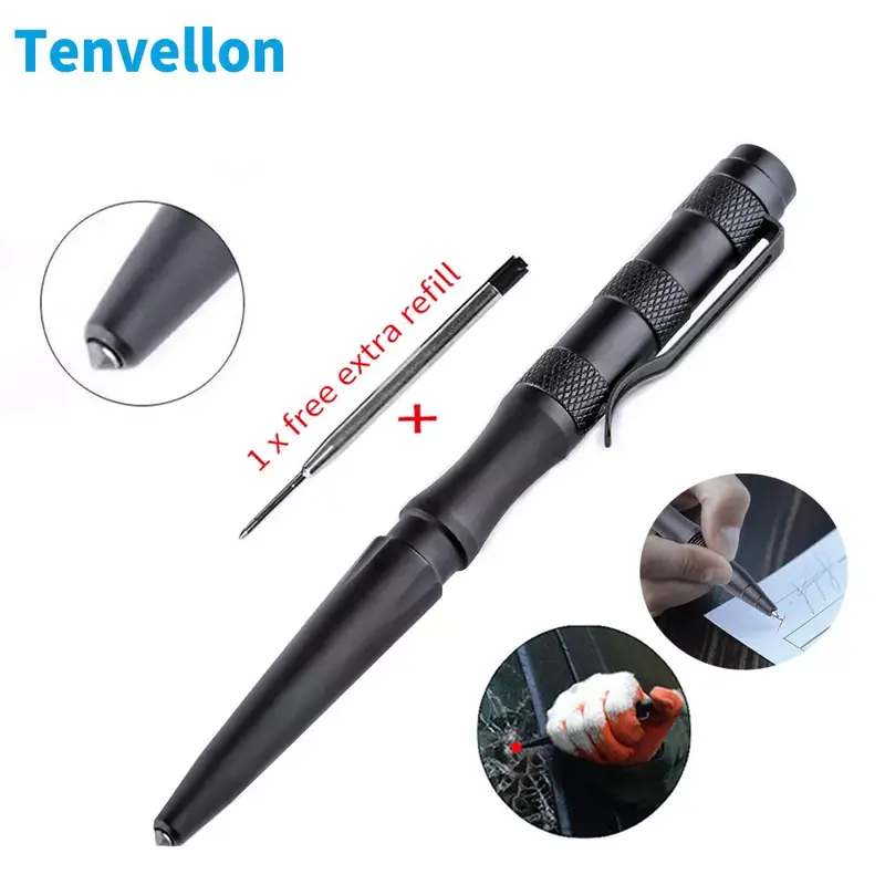 Tenvellon – stylo tactique d'auto-défense, fournitures, emballage Simple, Protection de sécurité en acier au tungstène, outil de défense personnelle EDC