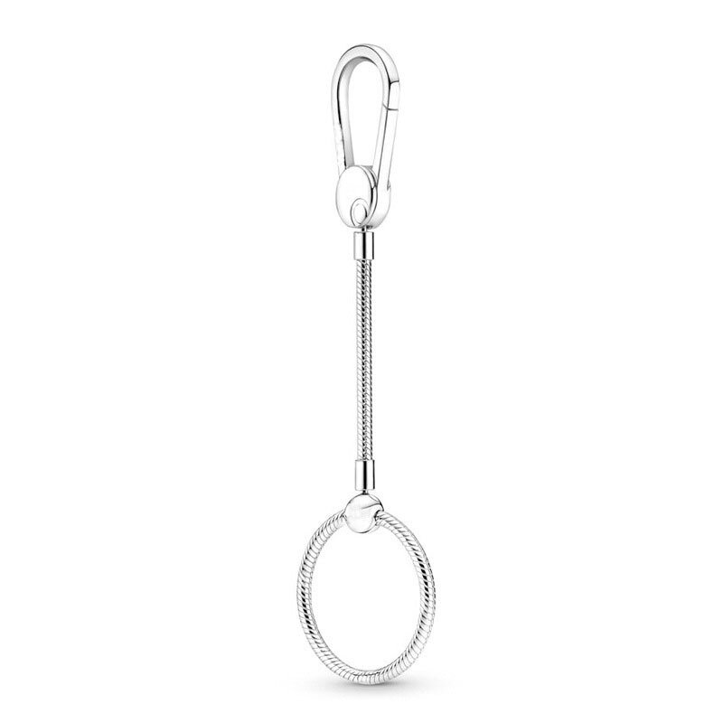 Pandora Moments Keychain 925 Perak Murni Charm Gantungan Kunci dengan Logo Fit Asli Charm Manik Perhiasan DIY Membuat Mode Lucu
