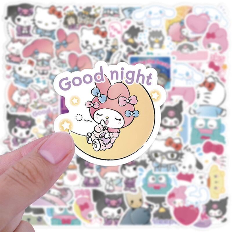 10/30/60pcs Mixed Cute Sanrio Stickers Cinnamoroll HelloKitty Kuromi decalcomanie Notebook Laptop Diary decorazione Sticker giocattoli per bambini
