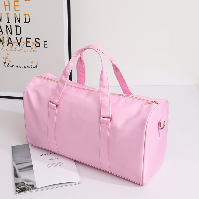 Bolsa de viaje de gran capacidad, bolso de nailon rosa, impermeable, a la moda, deportivo, bandolera, organizador de viaje de alta calidad
