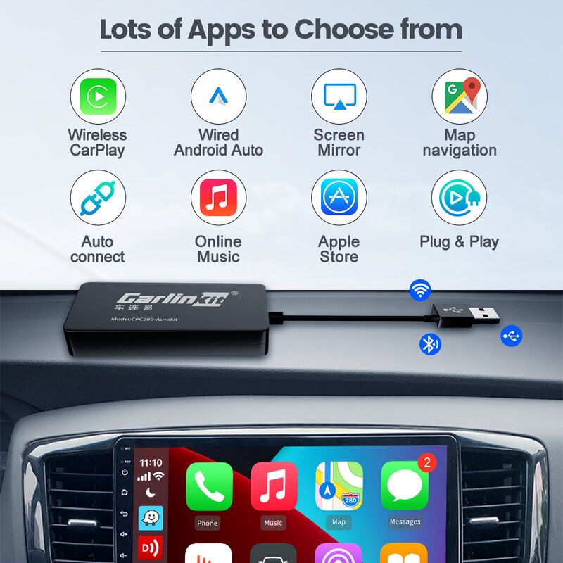 Carlinkit 무선 CarPlay 어댑터 안드로이드 자동 동글 수정 안드로이드 화면 자동차 Ariplay Mirrorlink IOS14 멀티미디어 플레이어
