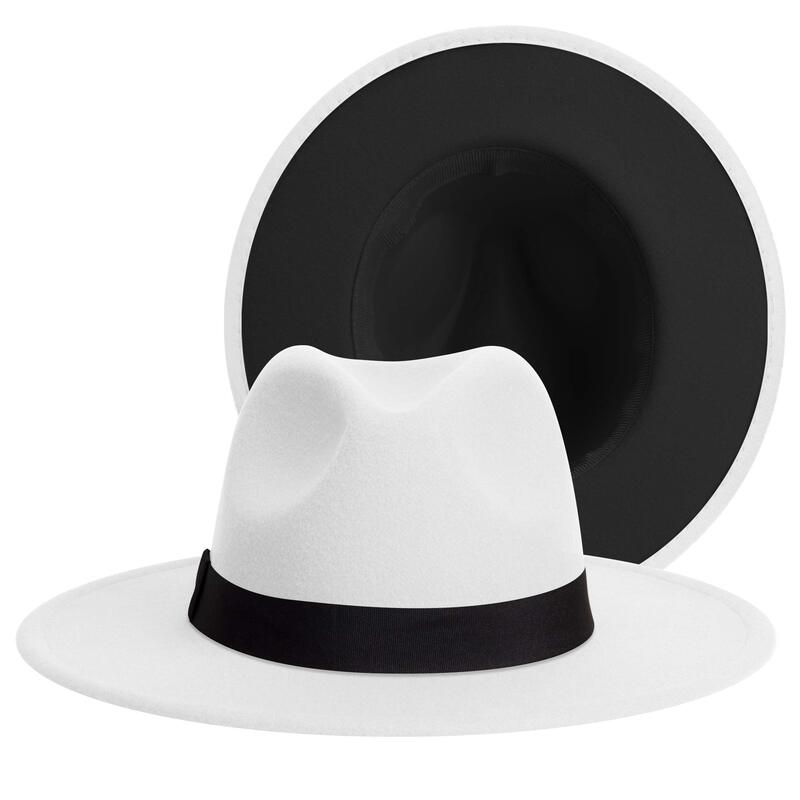 جديد فيدورا قبعة للنساء Vintage الكلاسيكية واسعة حافة قبعة مصنوعة من الصوف السيدات Gentleman الزفاف الكنيسة بنما الرجال القبعات شحن مجاني