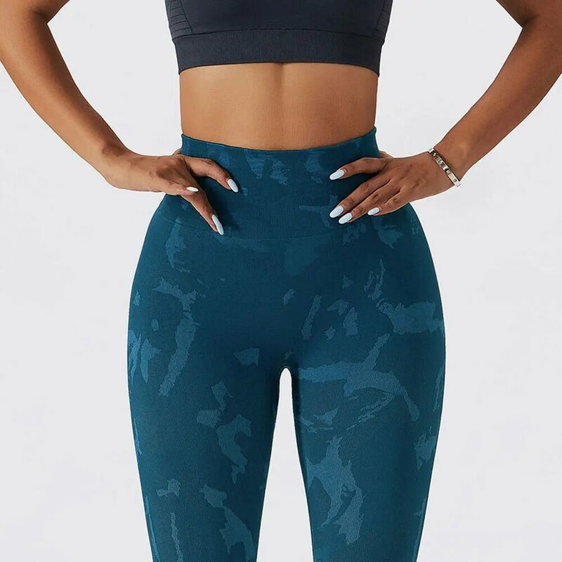 Camuflagem calças de yoga ginásio leggings empurrar para cima calças de treino sem costura leggings esporte feminino esportes de fitness collants mulher esportiva