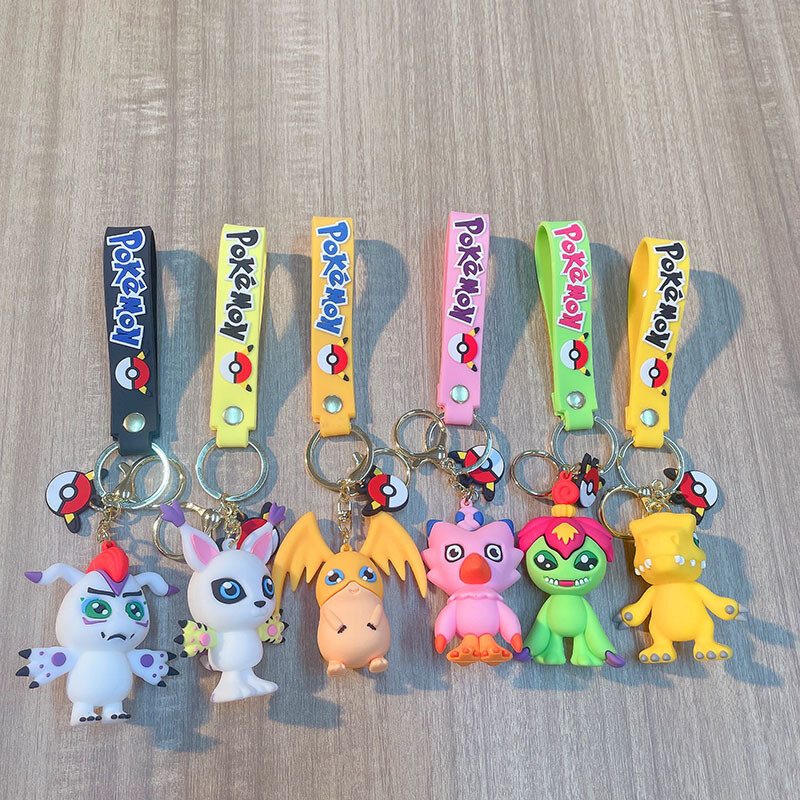 Cartoon Anime Digimon Adventure Pendant Keychain Key Ring Anime Action Figures Collection Model Toys for Kids Jewelry Gifts