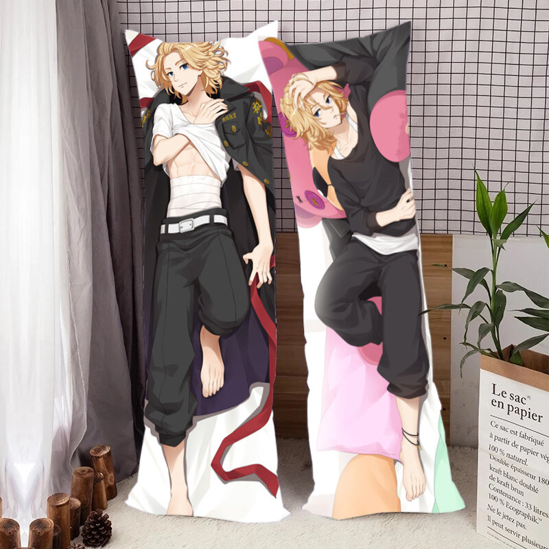 Funda de almohada con diseño de Anime Tokyo Revengers Manjiro Sano Takemichi Hanagaki, funda de cojín de doble cara, decoración