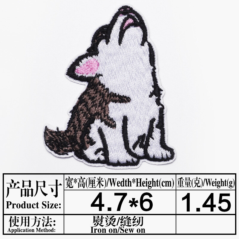 Parches bordados de dibujos animados de la serie husky dog, 6 unids/lote, para coser, reparar ropa, pantalones, planchar, DIY, pegatina para Vaqueros