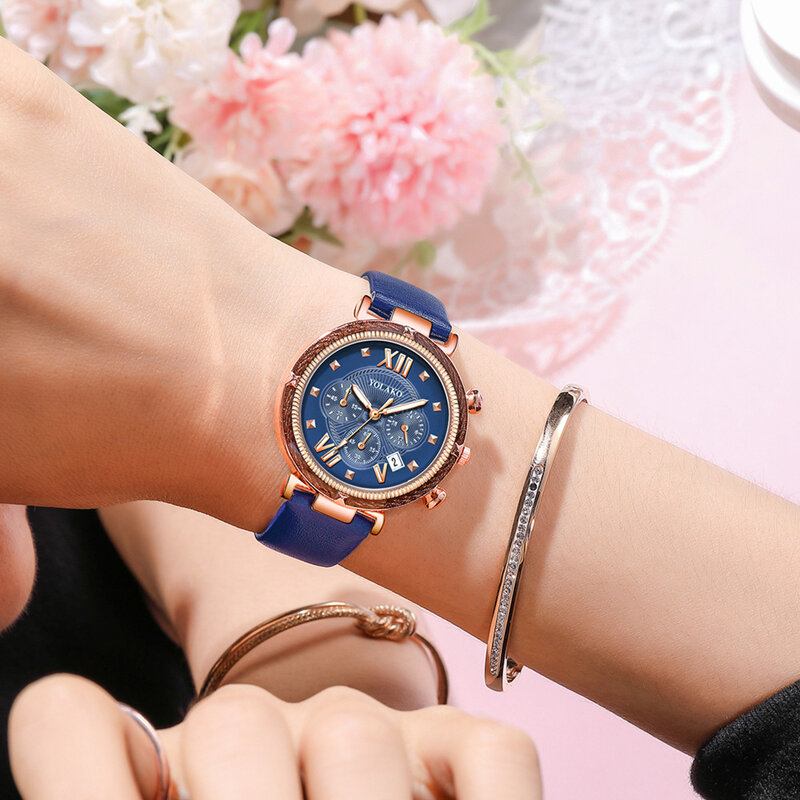 Montre-bracelet en cuir pour femmes, à la mode, avec calendrier, ciel étoilé, horloge, Relogio Feminino Zegarek Damski