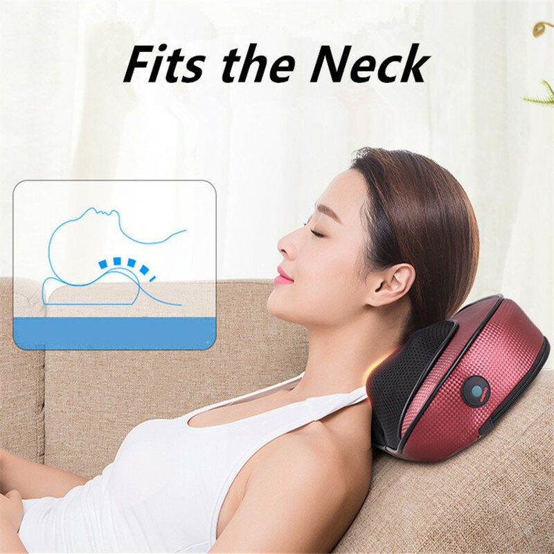 Masajeador eléctrico para cuello y columna Cervical, almohada de masaje para espalda, cojín para silla de masaje