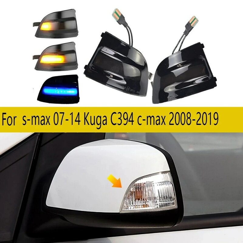 Intermitente para espejo lateral de coche, luz intermitente con indicador secuencial dinámico para Ford s-max 07-14, Kuga C394, c-max 2008-2019
