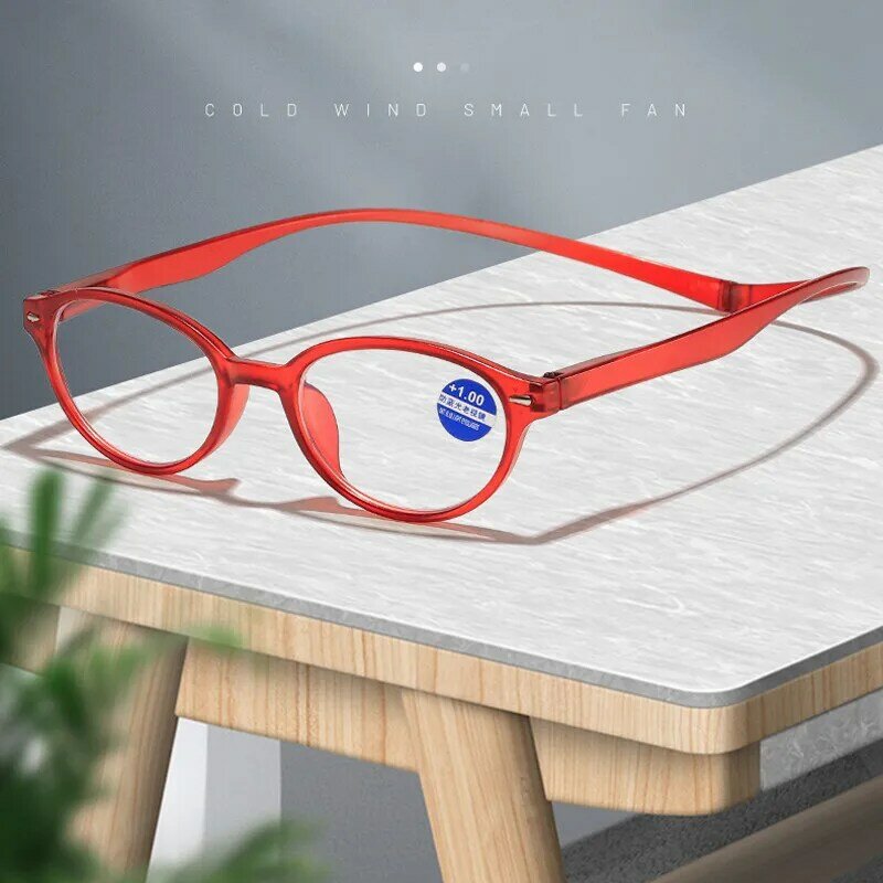 Iboode Kacamata Baca Leher Gantung Cahaya Anti Biru Bulat Kacamata Presbiopia Portabel Magnetik Fashion Diopter + 1.0 Hingga + 3.5
