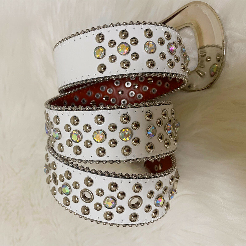 Ремень в стиле Харадзюку Y2K Стразы мужской роскошный ремень с бриллиантами Bing ремни в стиле панк ковбойские шипованные ремни для платья