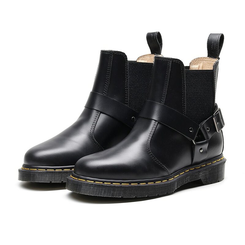 Botas con plataforma de estilo Netural para mujer, zapatos hechos a mano de cuero, con hebilla Martin Chelsea, color negro, para primavera, para invierno, 35-45