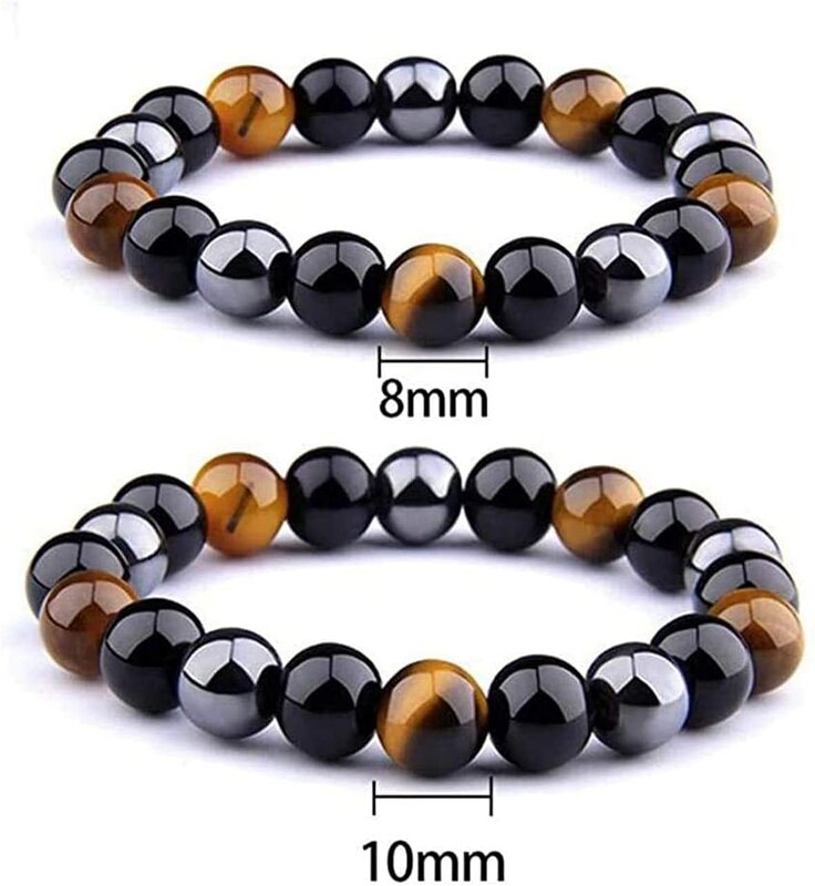 Bracelet triple infrarouge rigide en acier pour hommes, bracelet de cheville en obsidienne noire anti-gonflement, à proximité lymphatique