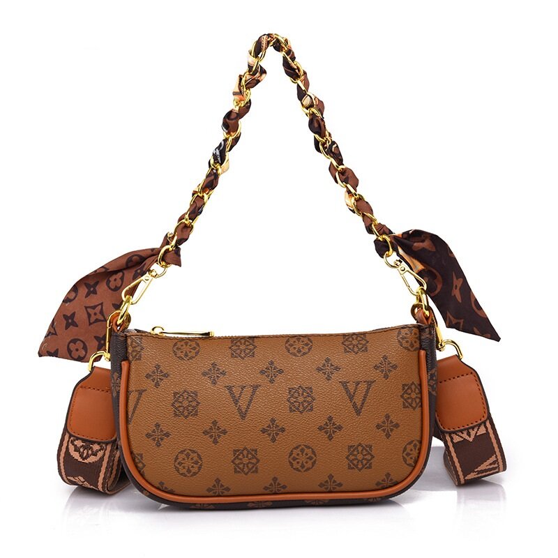 Grand sac à main tressé pour femmes, sacoche à bandoulière tendance, avec écharpe, avec chaîne, de luxe, de styliste, collection 2022