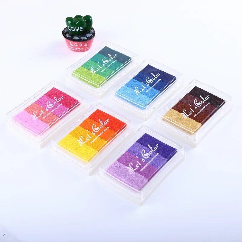 Multicolor Gradiënt Inkt Pad,6 Kleur Opties, Voor Stempelen, Vinger Schilderen, Tekenen, Diy Decoratie, niet-Verkleurende Craft Ink Pads