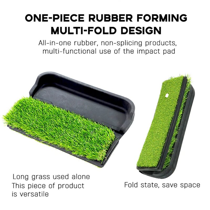 Opvouwbare Golf Raken Mat Dual-Turf | Komen Met 6Pcs Golf & 1 Rubber Tee | Heavy Duty rubber Backing Indoor Golf Practice Mat